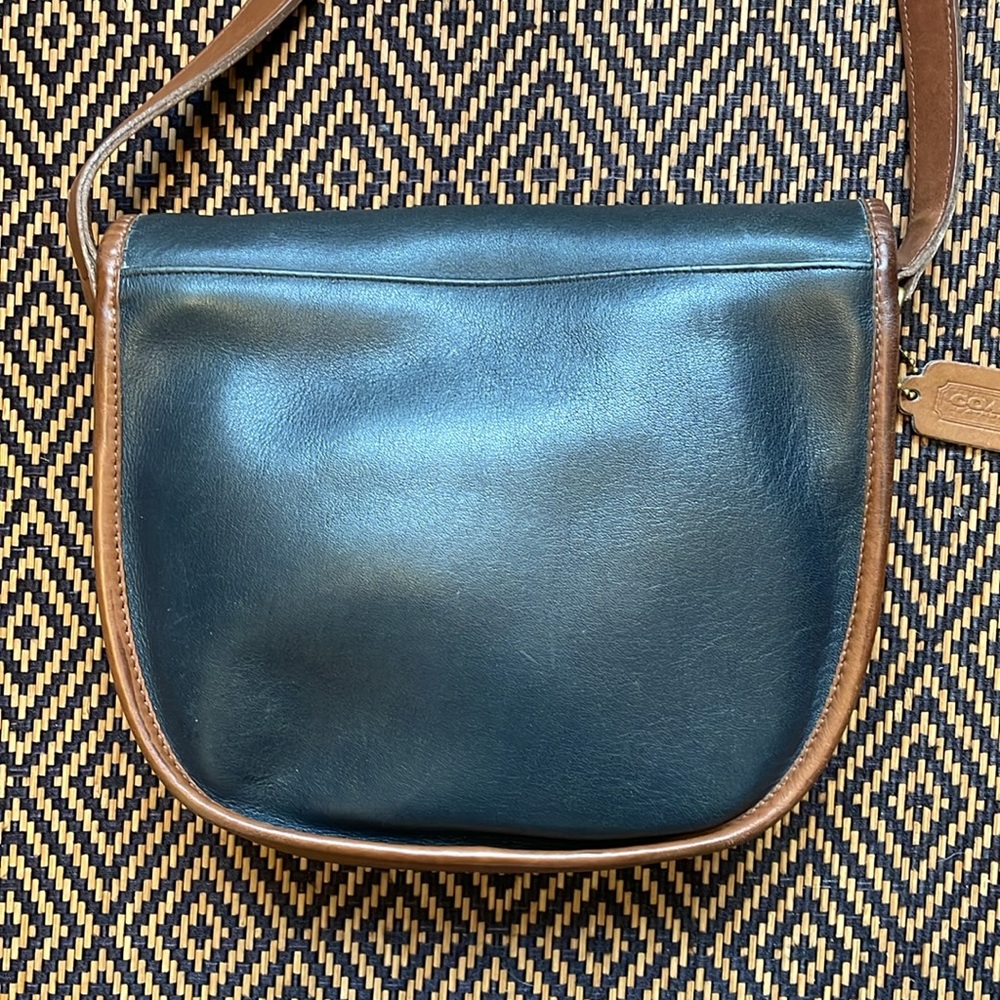 Vintage coach riding bag spectator 6750 FOREST GREEN WITH TABAC AND ERROR STAMP - Picture 5 of 9